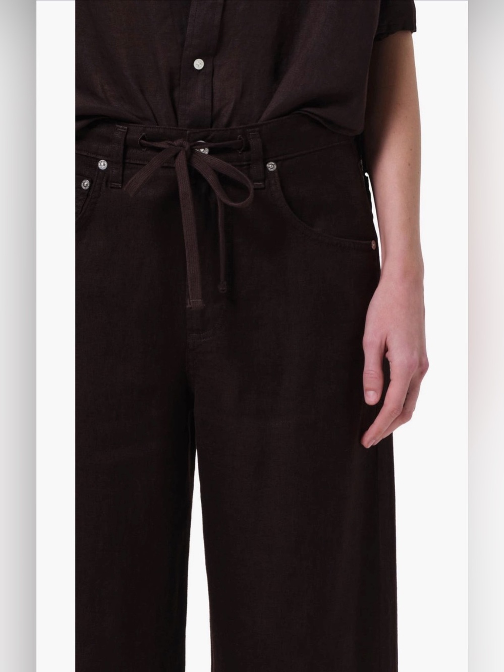 Citizens of Humanity Wide-Leg Linen Pants in Dark Brown